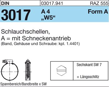Schlauchschelle 16-27 mm, A4 (W5)