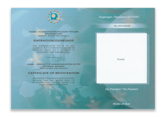 Urkunde Markenname Europäisches Patentamt