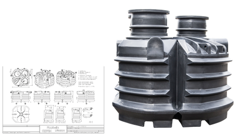Zeichnung Kunststofftank für 1 bis 6 Einwohner